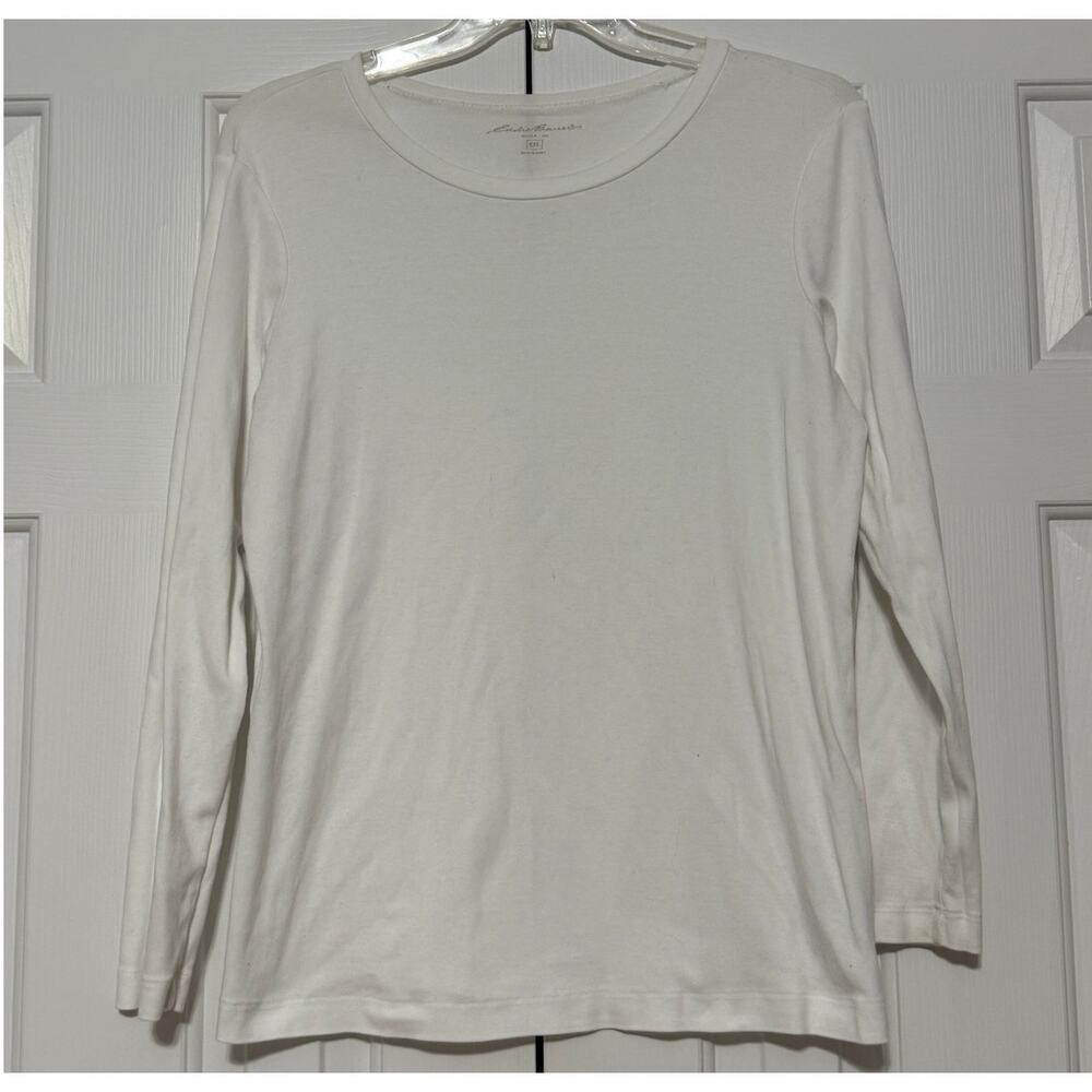 Women's Eddie Bauer Long Sleeve Knit T-Shirt, White, Size XXL